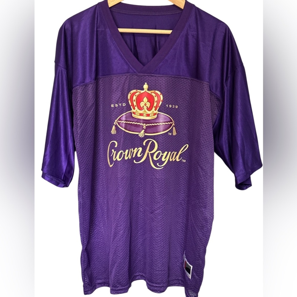 CROWN ROYAL MENS SHEER JERSEY PURPLE V NECK DETROIT 24 ON BACK XL NEW